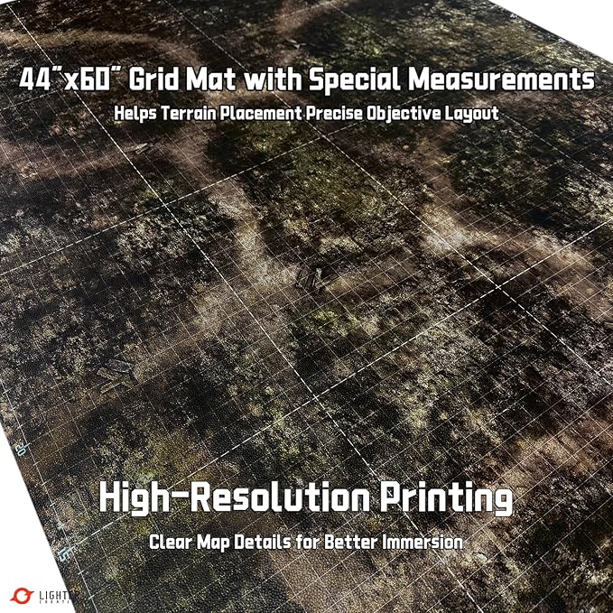 44'' x 60'' Battle Mat Gridded War-Gaming Mat for WHAoS - Made of Synthetic Leather, 1.1mm Thickness (Blighted Gloommoor)