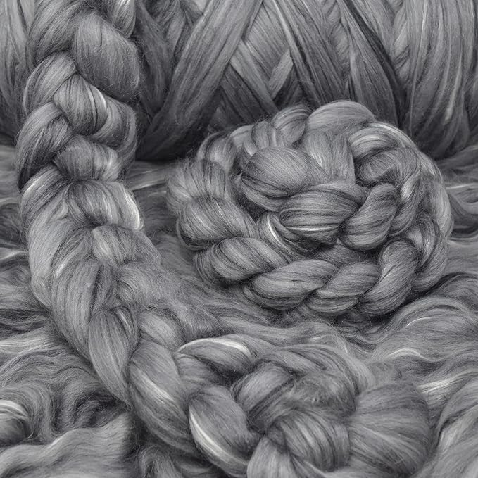 Merino Silk Luxe Tonal Designer Blend. Superfine Merino, Mulberry Silk, Tussah Silk. Top Roving for Spinning or Felting. Stardust 1oz