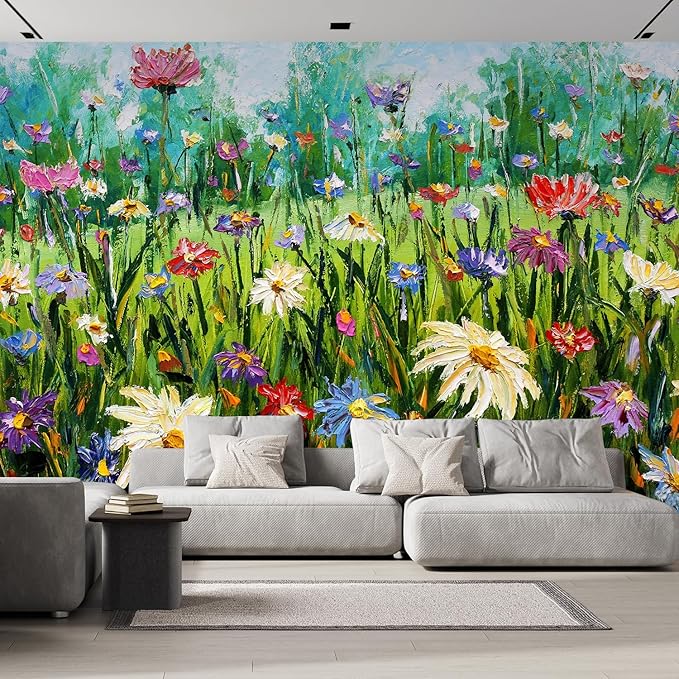wall26 Wall Sticker/Wall Mural Wildflower Abstract, Not Peel and Stick, Non-Woven Wallpaper Decorative for Bedroom, Living Room, Office - 132x192 inches