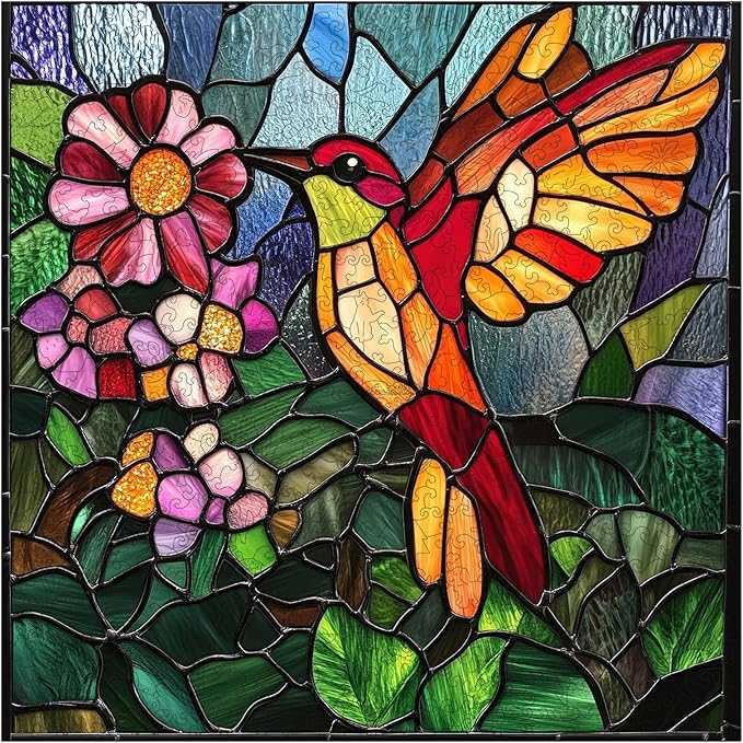Wooden Jigsaw Puzzles -Bird Wooden Puzzles for Adults, 500 Pcs King Size 15.9'' x 15.9'', Luxurious Shaped Wood Puzzle, Beautiful Package, Best Gift for Adults and Kids, Family Game