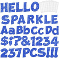 237 Pcs Glitter Bulletin Board Letters, Numbers and Punctuation, Poster Board Letters Alphabet Cut Out Cardboard Letters Accessories for Classroom Display Decorating Supplies 4inch (Blue)