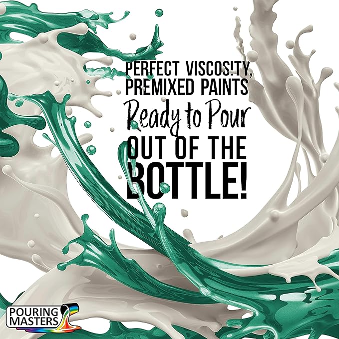 Pouring Masters Aqua Metallic Pearl Ready to Pour Acrylic Pouring Paint - Premium 8-Ounce Pre-Mixed Fluid Acrylic Paint - Fluid Art Supplies for Canvas, Wood, Paper, Tile & Rocks