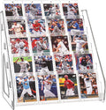 2 Pack Elevated 5 Tier Clear Acrylic Card Display Stand for Trading Cards, Sports Cards, Greeting Cards, Stickers – Slanted Holder for PSA Slabs, Vendors, Collectors & Retail (5 Tier 2 Pack)