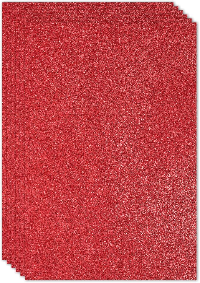 PATIKIL 2mm(1/10") Thick Non Adhesive Glitter Foam Sheet 16x24inch(40x60cm) Dark Red, EVA Shiny Foam Board for Craft, 6 Pcs