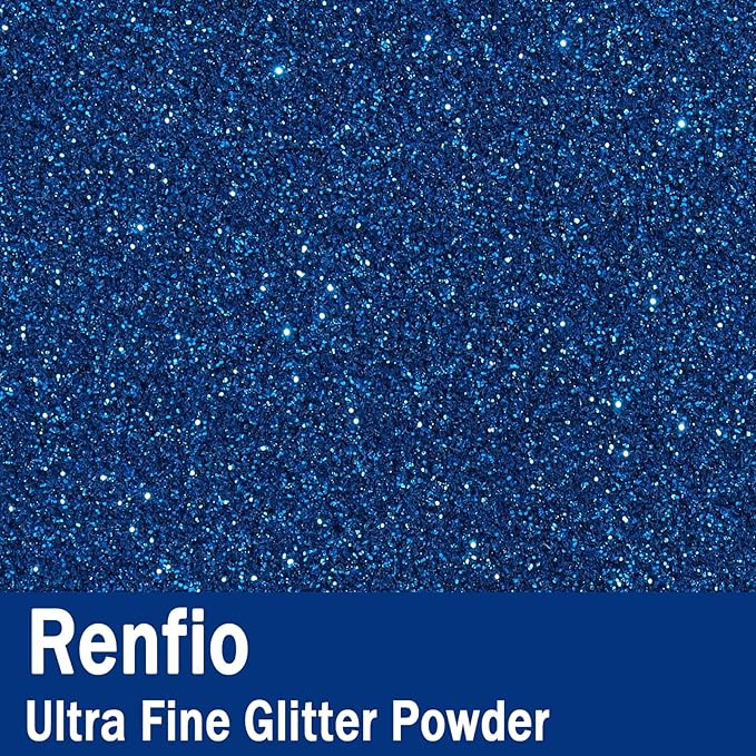 Renfio Ultra Fine Glitter Powder Metallic Resin Glitter 2.11 Oz (60g) PET Flakes Crafts Sequins 1/128" 0.008" 0.2mm Epoxy Chips Flakes for Tumblers Slime Decoration - Yale Blue