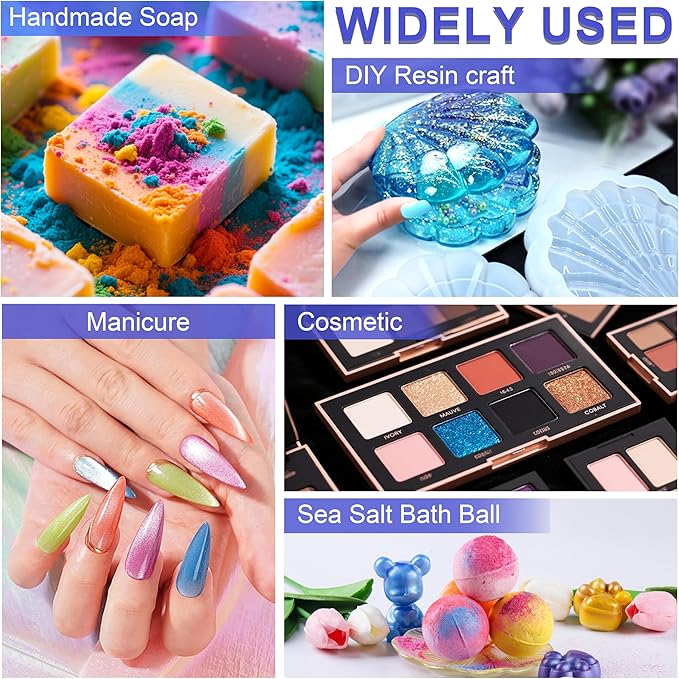 MTBJZJ Mica Powder for Resin, 25 Colors - 20g/Bottle of Epoxy Resin Color Pigment,for Candle Dye, Lip Gloss Pigment, Soap Making, Slime Colorant, Paint, Bath Bombs,Nail Polish and Eye Shadow
