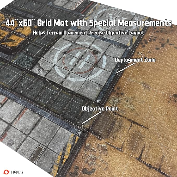 44'' x 60'' Battle Mat Gridded War-Gaming Mat for WH40K - Made of Synthetic Leather, 1.1mm Thickness (Adamant Bastion: Sector XI)