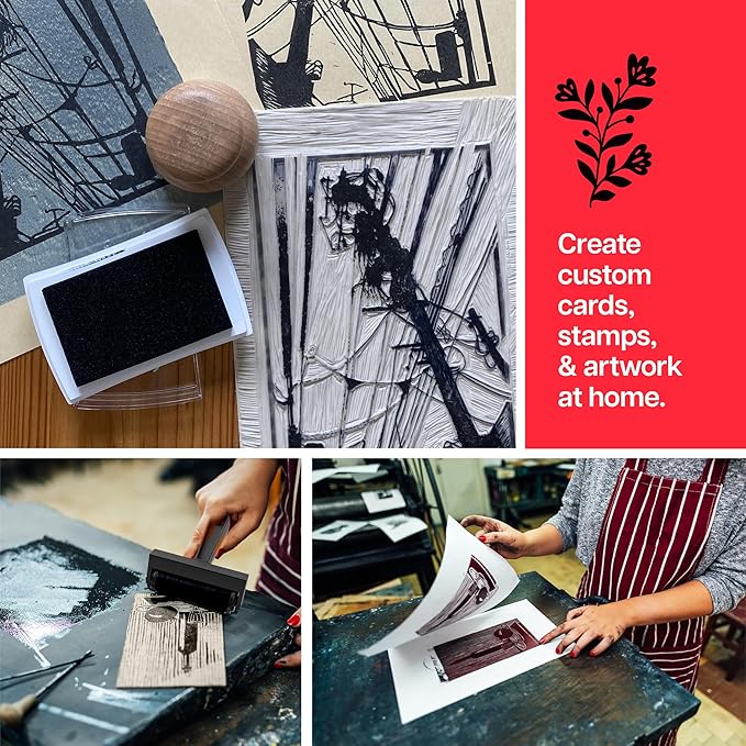 Linocut Printing Kit - Stamp Making Carving Tools - Crafts for Adults - Christmas Unique Gifts - Teen Boy Gifts - Birthday Gift Ideas for Women - Hobbies DIY Kits for Adults, Boys, Girls, Women, Men