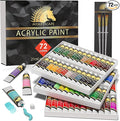 MyArtscape Acrylic Paint Set - 72 x 21ml Tubes with 3 Paint Brushes Art Supplies - Artist Quality Paints - Lightfast - Heavy Body - Highly Pigmented Colors with Great Coverage - Professional Art
