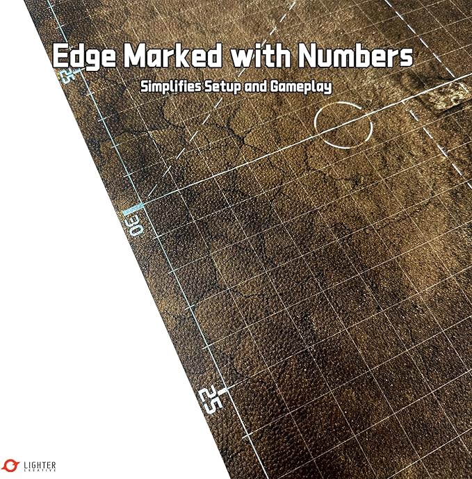 44'' x 60'' Battle Mat Gridded War-Gaming Mat for WH40K - Made of Synthetic Leather, 1.1mm Thickness (Doomsday Barrens)