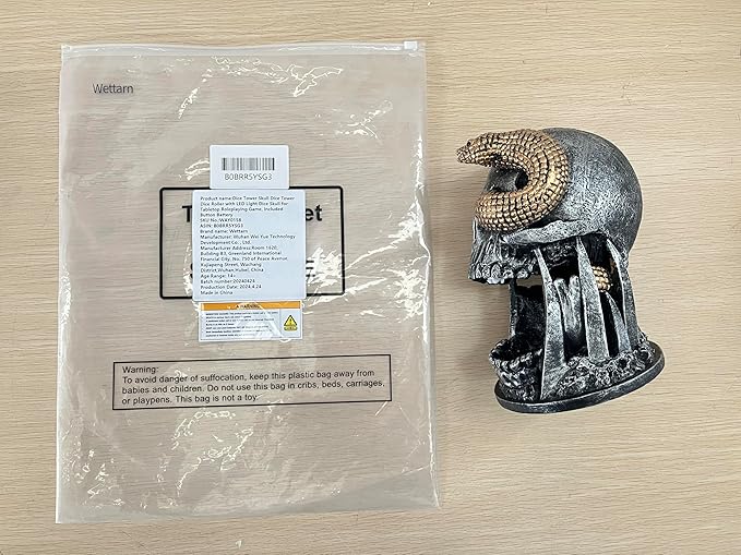 Dice Tower Skull Dice Tower Dice Roller with LED Light Dice Skull for Tabletop Roleplaying Game, Included Button Battery