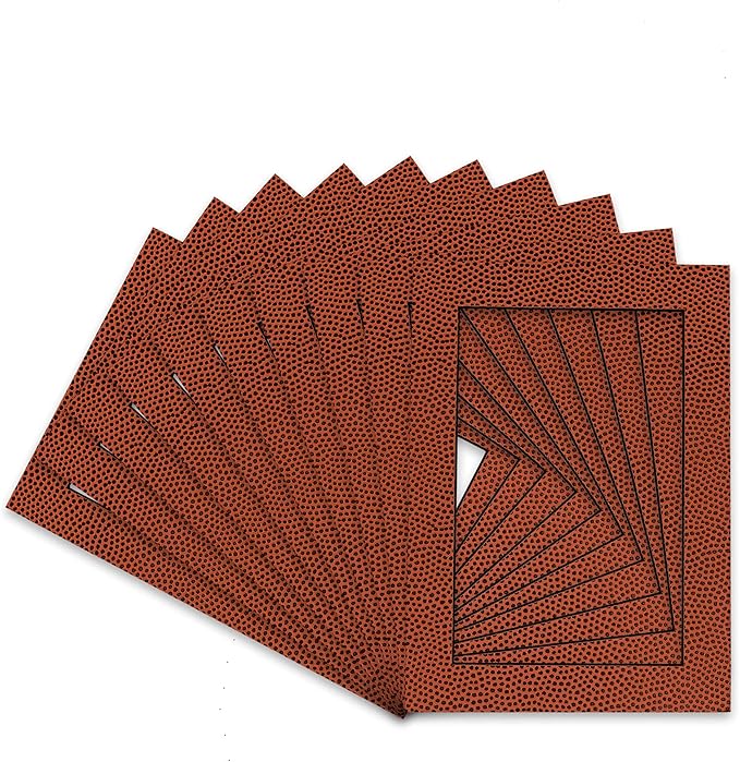 Pack of Ten Acid Free 11x14 Mats Bevel Cut for 8.5x11 Photos - Football Texture Precut Matboards With Backing Boards and Self Seal Photo Mat Bags For Pictures, Photos, Framing - 4-ply Thickness