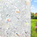 NINETREX Window Privacy Film,3D Stained Glass Window Film,Decorative Window Covering Sun Blocking Vinyl Static Cling Anti-UV Heat Control for Home Decor,Tulip 17.5 x 157.4inch