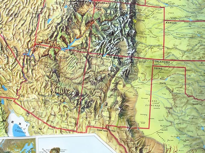 Hubbard Scientific 3D United States Map | A True Raised Relief Map - You Can Feel the Terrain | Vacuum-formed Molded | 34.5″ x 22″ | Detailed Topography