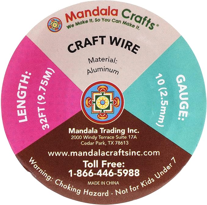 Mandala Crafts 10 Gauge Anodized Aluminum Craft Wire for Jewelry Making - 32 FT Colored Flexible Pink Wire - Bendable for Bonsai Armature Crafting Sculpting
