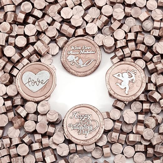 Yoption 360 Pcs Champagne Gold Sealing Wax Beads for Wax Seal Stamp, Wedding Invitations, Envelopes, Gift Wrappings, Wine Packages