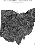 Muir Way Hydrological River Map of Ohio - Watershed Topographic Wall Art for Home, Office, or Travel Decor - Unframed Flat Paper Print, 24x30