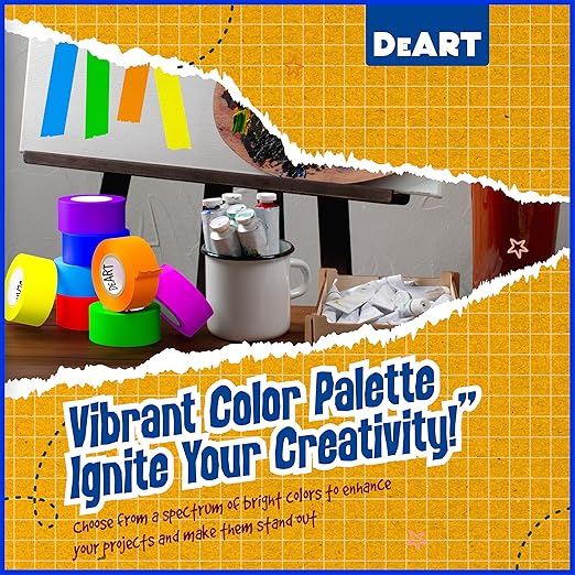 8X Colored Masking Tape, 33 Ft x 1 inch Colored Painters Tape for Arts & Crafts Labeling or Coding, Education Supplies & Craft Supplies Color Tape Rolls, Colorful Masking Craft Tape, Drafting Tape
