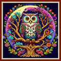 Dimensean Stamped Cross Stitch Kits Full Range of Embroidery Patterns Starter Kits for Beginners Adult or Kids DIY Cross Stitches Needlepoint Kits 11CT-Colorful Owl 17.7x17.7 inch