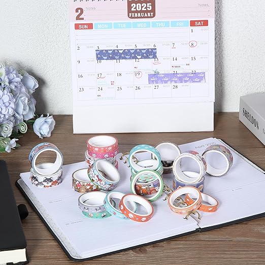 Mr. Pen- Cute Washi Tape for Journaling, 24 Rolls (12 x 7.5mm Wide & 12 x 15mm Wide), 3 Meter/Roll, Decorative Gold Foil Washi Tape Set, Halloween Supplies