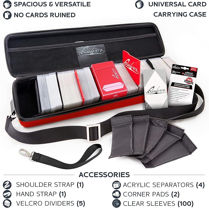 Quiver Time 's Red Card Case, Perfect for MTG Deck, Premium Storage Box, for Trading Cards, and Playing Card Storage, Ideal for Carrying Magic The Gathering and Game TCG Enthusiasts Recommended