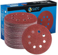 S SATC 72 PCS 5 Inch 8 Hole Hook and Loop Adhesive Sanding Discs Sandpaper for Random Orbital Sander 40 60 80 120 180 240 320 Grits