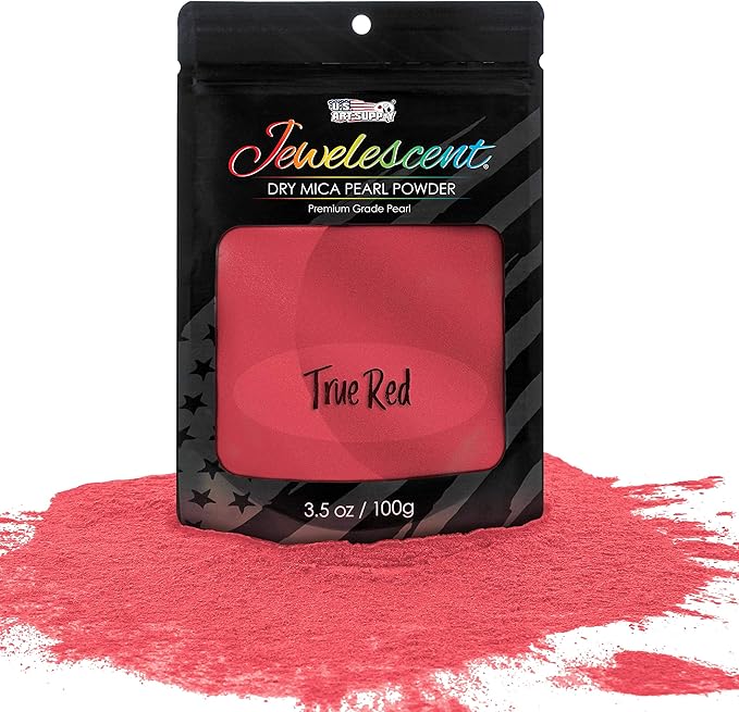 U.S. Art Supply Jewelescent Mica Pearl Pigment Powder, True Red 3.5 oz (100g) Pouch - Cosmetic Grade, Epoxy Resin Color Pigment, Mica Powder for Resin, Soap, Slime, Candle Dye, Art, Crafts