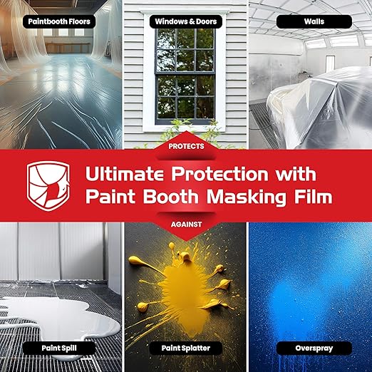 ArmorDillo Clear Full 3mil Self- Adhesive Paint Booth Protective Film Wall Masking Film Self-Adhesive, Easy-Start, 36" x 200 ft. Washable, Asteroid-Proof...Probably