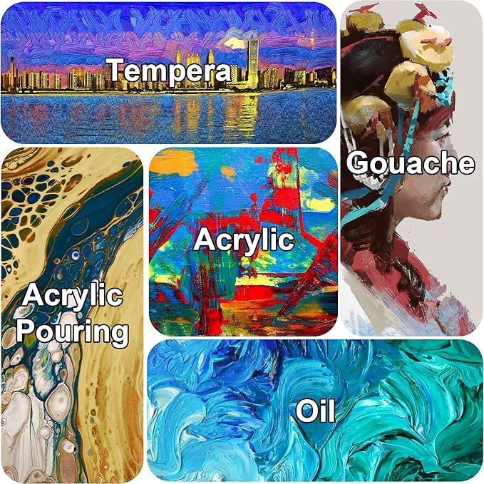 Gallery Wrapped Stretched Canvases for Painting 11x14 Inch 3-Pack, 16 oz Triple Primed Acid-Free 100% Cotton Blank Canvas, Rectangular Spline Canvas for Oil Paint Acrylics Pouring & Wet Art Media
