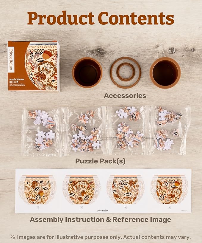 PieceRelax 3D Puzzle Planter 80 Pieces - Flower Pot - Little Garden, Home Decor Flower Pots for Indoor Cactus, Succulents Pots [K1116]