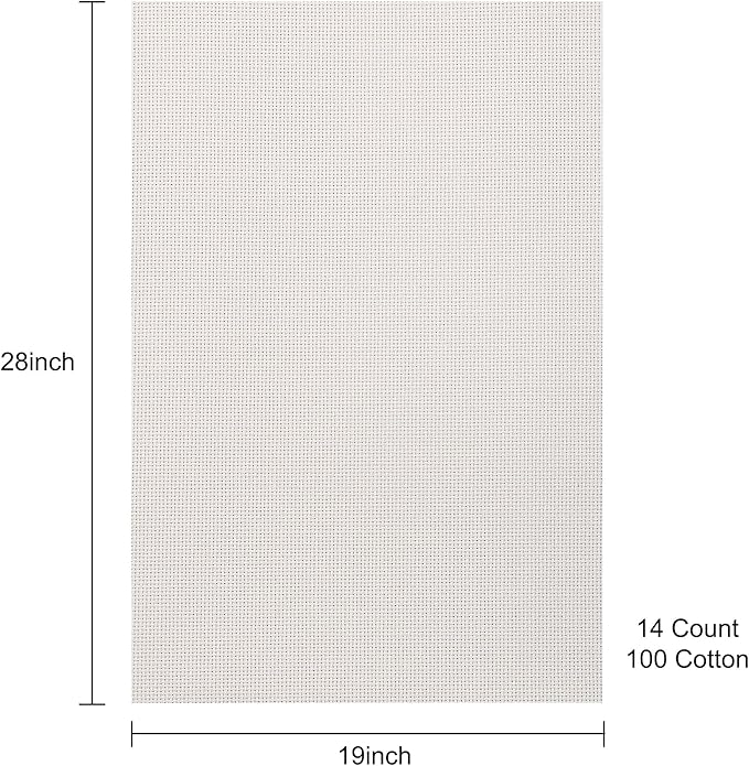 Aida Cloth 14 Count Cross Stitch Fabric,19×28inch (14CT,Light Beige)