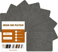 Iron on Patches, 8 Pieces Iron on Linen Patches,Fabric Patches for Couch, Tent, Clothing, Seat, Linen Repair Decorating Kit 3.7" by 4.9" (9.5 cm x 12.5 cm, Dark Grey)