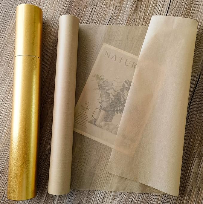 MLNSUNNY 13.8" x 787" Antiqued Tea Bag Paper Roll - Wet Strength Tissue for DIY Art, Tracing, Collage, Book Binding Repair | Handmade Lanterns & Cyanotype | Vintage Craft Decorative Paper