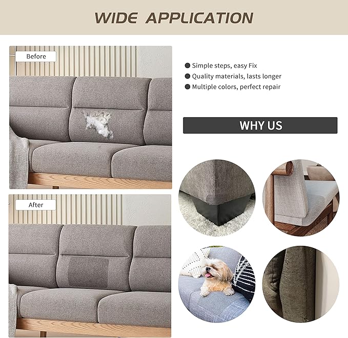 KING MOUNTAIN Fine Linen Repair Patches, Self-Adhesive Linen Fabric Patches, 8X11 inch 2 PCS, Multi Color, Can be Used for Linen Sofa Repair and Linen Clothes Repair(Light Brown,8" x 11"-2PCS)