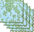 Ridhi Olive Green Hand Block Print Napkins 18" x 18" Set of 4 Reusable Cotton Dinner Napkins for Weddings, Parties & Everyday Dining, Thanksgiving, Christmas, Fall
