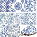 Decoupage Napkins Assorted Floral 27 Pack 9 Styles for DIY Crafting Birthday Party ， Decorative Decoupage Napkins Cocktail Paper ，Each Unfolded 13 Inch (Blue and White Floral)