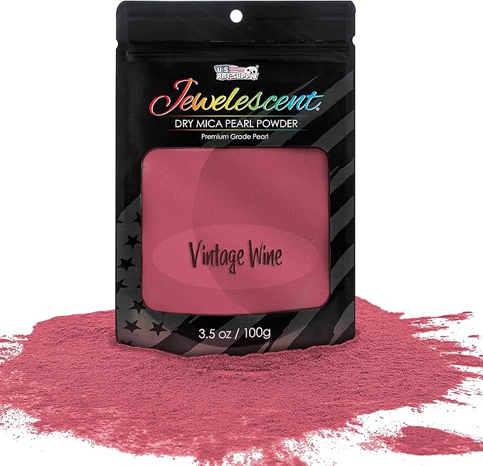 U.S. Art Supply Jewelescent Mica Pearl Pigment Powder, Interference Vintage Wine 3.5 oz (100g) Pouch - Cosmetic Grade, Epoxy Resin Color Pigment, Mica Powder for Resin, Soap, Slime, Candle Dye, Art