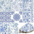 Decoupage Napkins Assorted Floral 27 Pack 9 Styles for DIY Crafting Birthday Party ， Decorative Decoupage Napkins Cocktail Paper ，Each Unfolded 13 Inch (Blue Floral)