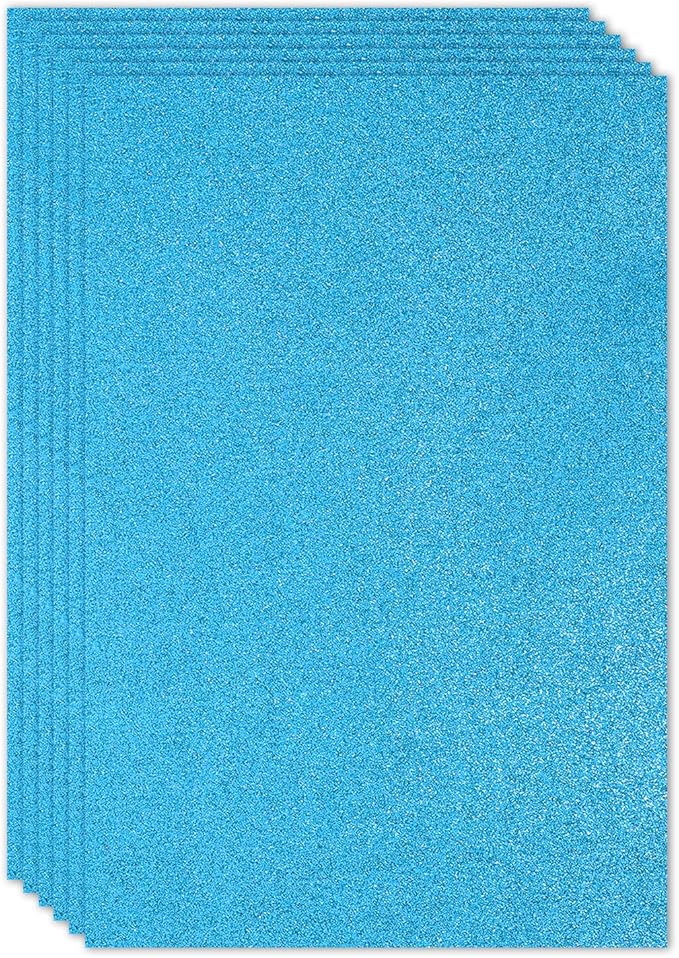 PATIKIL 2mm(1/10") Thick Non Adhesive Glitter Foam Sheet 16x24inch(40x60cm) Light Blue, EVA Shiny Foam Board for Craft, 6 Pcs
