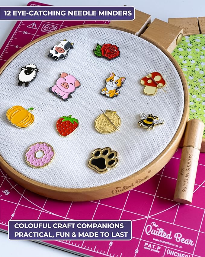 The Quilted Bear Needle Minder - Needle Minder Magnet for Keeping Sewing & Embroidery Needles, Cross Stitch Needles Safe - Stress Free Stitching Cross Stitch Supplies & Embroidery Supplies (Cat)