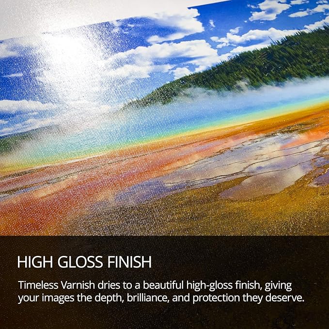 Timeless Archival Print Varnish - 1 Pint, Glossy Finish, Premium Canvas Coating, Water Based Fade Protection, 100 Years Certified Archival