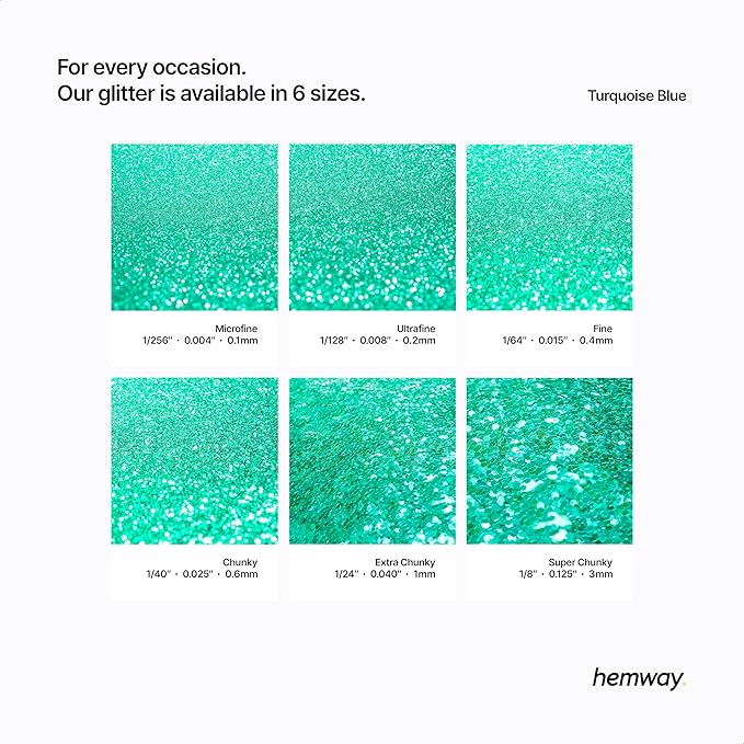 Hemway Polyurethane & Epoxy Resin Glitter 100g / 3.5oz Metallic Crystal Flake Additive for Flooring Jewelry Tumblers Glass Pigment - Microfine (1/256" 0.004" 0.1mm) - Turquoise Blue