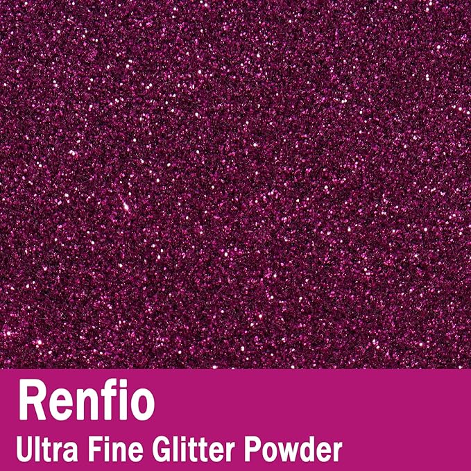 Renfio Ultra Fine Glitter Powder Metallic Resin Glitter 2.11 Oz (60g) PET Flakes Crafts Sequins 1/128" 0.008" 0.2mm Epoxy Chips Flakes for Tumblers Slime Decoration - Dark Magenta