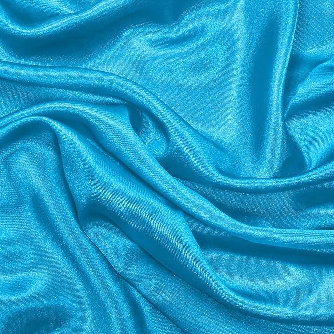 RUDONG M Aqua Blue Satin Fabric by The Yard, 3 Yard x 60 Inch Wide Silky Charmeuse Satin Fabric, Soft Satin Fabric for Wedding Decorations, Bridal Dress, Sewing, Accessories, DIY Crafts