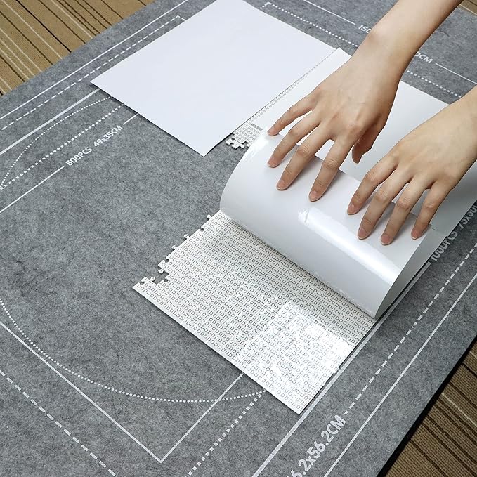 Portable Puzzle Mat Roll Up - with 9 Glue Sheets, Sorting Trays, Hand Pump, Inflatable Tube, and Storage Bag - Perfect for Kids and Adults (Gray, 1500pcs)