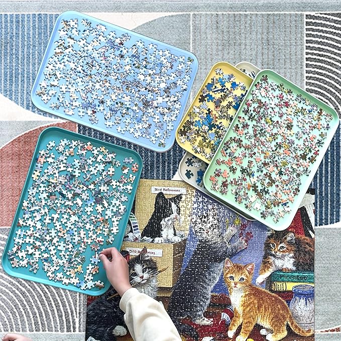 16.9" x 12" Extra-Large Puzzle Sorting Trays Stackable, 6 Pack Puzzle Sorter for Sorting 2000/3000/5000 Puzzle Pieces