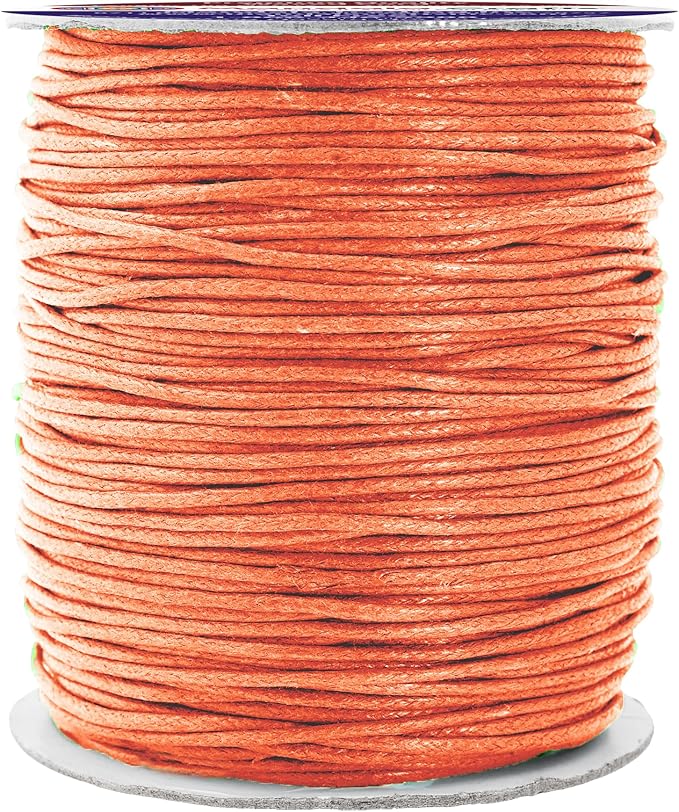 Mandala Crafts 1.5mm 109 Yards Salmon Cotton Waxed Cord for Jewelry Making Bracelet Cord Waxed String - Beading String Thread Jewelry Cords for Necklaces String