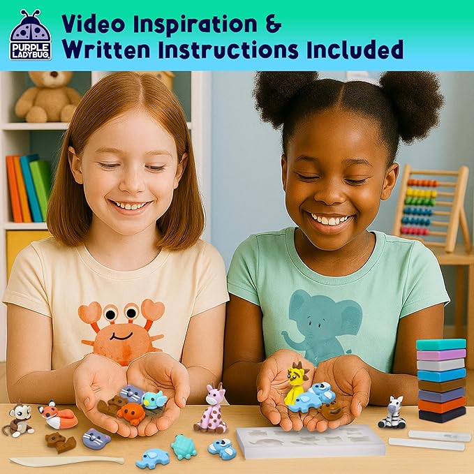 DIY Clay Cute Mini Eraser Kit for Kids - Birthday Christmas Gifts for 4 5 6 7 8 9 10 11 12 Girls & Boys - Students Desk Pet Animals Make Your Own Erasers Kit, Arts and Crafts for Kids Ages 8-12 4-8