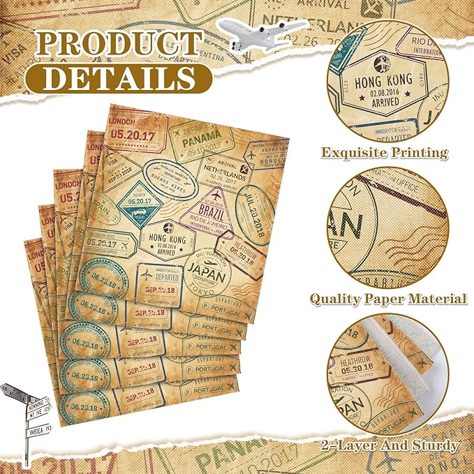 60 Pcs World Travel Cocktail Paper Napkins 6.5 x 6.5 Inches Disposable Paper Napkins Dessert Beverage Tissue for Decoupage Luncheon Tissue for Theme Party Wedding Birthday Party