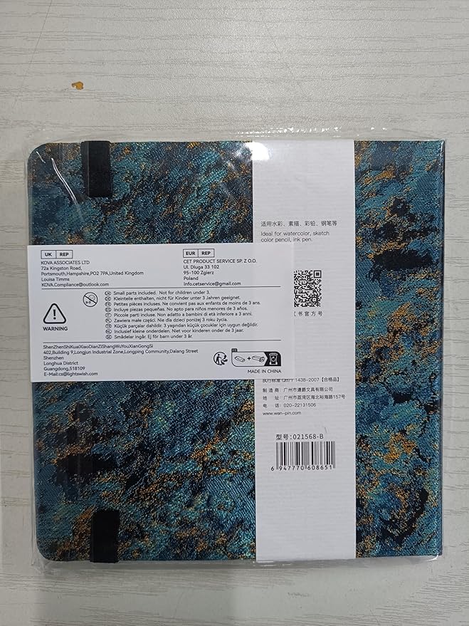 Lightwish Square Watercolor Journal,100% Cotton,300gsm/140lb,Acid-Free,24 Sheets Cold Press Watecolor Sketchbook for Artists Adults Students,6.29 * 6.29 Inches(Blue Starry Sky)